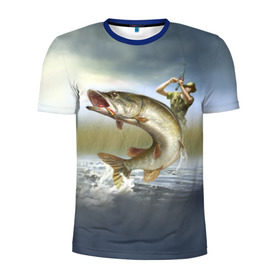 Мужская футболка 3D спортивная с принтом Щука в Кировске, 100% полиэстер с улучшенными характеристиками | приталенный силуэт, круглая горловина, широкие плечи, сужается к линии бедра | fishing | рыба | рыбак | рыбалка | туризм | щука