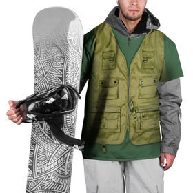 Накидка на куртку 3D с принтом Жилетка рыбака в Кировске, 100% полиэстер |  | Тематика изображения на принте: fishing | жилет | камуфляж | рыба | рыбак | рыбалка | туризм