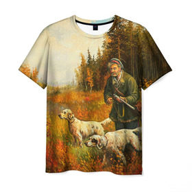 Мужская футболка 3D с принтом Охота в Кировске, 100% полиэфир | прямой крой, круглый вырез горловины, длина до линии бедер | hunting | камуфляж | охота | охотник | собака | туризм