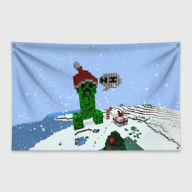 Флаг-баннер с принтом Minecraft в Кировске, 100% полиэстер | размер 67 х 109 см, плотность ткани — 95 г/м2; по краям флага есть четыре люверса для крепления | creeper | крипер | майнкрафт | новогодний