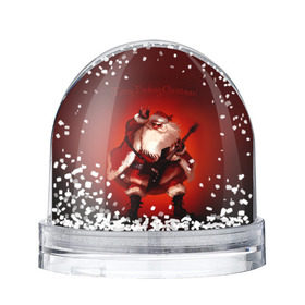 Снежный шар с принтом Дед Мороз рокер в Кировске, Пластик | Изображение внутри шара печатается на глянцевой фотобумаге с двух сторон | heavy metal | rock | santa claus | дед мороз | рок | с новым годом | санта | санта клаус
