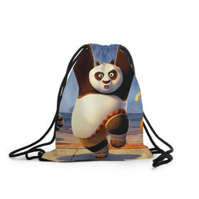 Рюкзак-мешок 3D с принтом Кунг фу панда в Кировске, 100% полиэстер | плотность ткани — 200 г/м2, размер — 35 х 45 см; лямки — толстые шнурки, застежка на шнуровке, без карманов и подкладки | Тематика изображения на принте: kung fu | kung fu panda | panda | кунг фу | кунг фу панда | кунгфу | панда. кунг фу | по