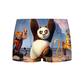 Мужские трусы 3D с принтом Кунг фу панда в Кировске, 50% хлопок, 50% полиэстер | классическая посадка, на поясе мягкая тканевая резинка | Тематика изображения на принте: kung fu | kung fu panda | panda | кунг фу | кунг фу панда | кунгфу | панда. кунг фу | по