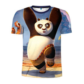 Мужская футболка 3D спортивная с принтом Кунг фу панда в Кировске, 100% полиэстер с улучшенными характеристиками | приталенный силуэт, круглая горловина, широкие плечи, сужается к линии бедра | kung fu | kung fu panda | panda | кунг фу | кунг фу панда | кунгфу | панда. кунг фу | по