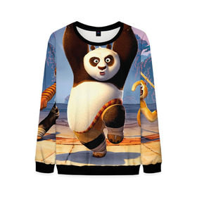 Мужской свитшот 3D с принтом Кунг фу панда в Кировске, 100% полиэстер с мягким внутренним слоем | круглый вырез горловины, мягкая резинка на манжетах и поясе, свободная посадка по фигуре | kung fu | kung fu panda | panda | кунг фу | кунг фу панда | кунгфу | панда. кунг фу | по