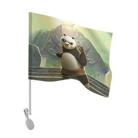 Флаг для автомобиля с принтом Кунг фу панда в Кировске, 100% полиэстер | Размер: 30*21 см | kung fu | kung fu panda | panda | кунг фу | кунг фу панда | кунгфу | панда. кунг фу | по