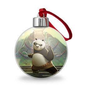 Ёлочный шар с принтом Кунг фу панда в Кировске, Пластик | Диаметр: 77 мм | kung fu | kung fu panda | panda | кунг фу | кунг фу панда | кунгфу | панда. кунг фу | по