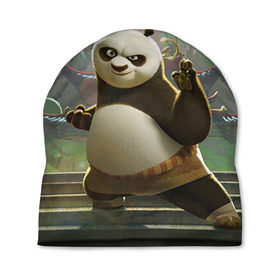 Шапка 3D с принтом Кунг фу панда в Кировске, 100% полиэстер | универсальный размер, печать по всей поверхности изделия | Тематика изображения на принте: kung fu | kung fu panda | panda | кунг фу | кунг фу панда | кунгфу | панда. кунг фу | по