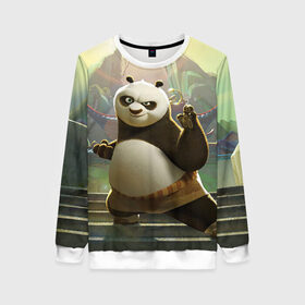 Женский свитшот 3D с принтом Кунг фу панда в Кировске, 100% полиэстер с мягким внутренним слоем | круглый вырез горловины, мягкая резинка на манжетах и поясе, свободная посадка по фигуре | kung fu | kung fu panda | panda | кунг фу | кунг фу панда | кунгфу | панда. кунг фу | по