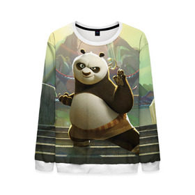 Мужской свитшот 3D с принтом Кунг фу панда в Кировске, 100% полиэстер с мягким внутренним слоем | круглый вырез горловины, мягкая резинка на манжетах и поясе, свободная посадка по фигуре | Тематика изображения на принте: kung fu | kung fu panda | panda | кунг фу | кунг фу панда | кунгфу | панда. кунг фу | по