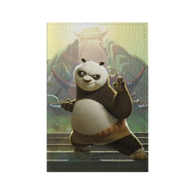 Обложка для паспорта матовая кожа с принтом Кунг фу панда в Кировске, натуральная матовая кожа | размер 19,3 х 13,7 см; прозрачные пластиковые крепления | Тематика изображения на принте: kung fu | kung fu panda | panda | кунг фу | кунг фу панда | кунгфу | панда. кунг фу | по