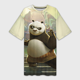 Платье-футболка 3D с принтом Кунг фу панда в Кировске,  |  | Тематика изображения на принте: kung fu | kung fu panda | panda | кунг фу | кунг фу панда | кунгфу | панда. кунг фу | по
