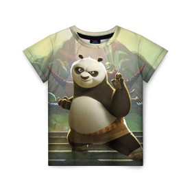 Детская футболка 3D с принтом Кунг фу панда в Кировске, 100% гипоаллергенный полиэфир | прямой крой, круглый вырез горловины, длина до линии бедер, чуть спущенное плечо, ткань немного тянется | kung fu | kung fu panda | panda | кунг фу | кунг фу панда | кунгфу | панда. кунг фу | по
