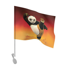 Флаг для автомобиля с принтом Кунг фу панда в Кировске, 100% полиэстер | Размер: 30*21 см | Тематика изображения на принте: kung fu | kung fu panda | panda | кунг фу | кунг фу панда | кунгфу | панда. кунг фу | по