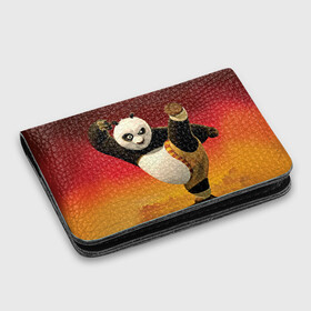Картхолдер с принтом с принтом Кунг фу панда в Кировске, натуральная матовая кожа | размер 7,3 х 10 см; кардхолдер имеет 4 кармана для карт; | kung fu | kung fu panda | panda | кунг фу | кунг фу панда | кунгфу | панда. кунг фу | по