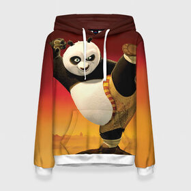 Женская толстовка 3D с принтом Кунг фу панда в Кировске, 100% полиэстер  | двухслойный капюшон со шнурком для регулировки, мягкие манжеты на рукавах и по низу толстовки, спереди карман-кенгуру с мягким внутренним слоем. | kung fu | kung fu panda | panda | кунг фу | кунг фу панда | кунгфу | панда. кунг фу | по