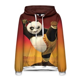 Мужская толстовка 3D с принтом Кунг фу панда в Кировске, 100% полиэстер | двухслойный капюшон со шнурком для регулировки, мягкие манжеты на рукавах и по низу толстовки, спереди карман-кенгуру с мягким внутренним слоем. | kung fu | kung fu panda | panda | кунг фу | кунг фу панда | кунгфу | панда. кунг фу | по