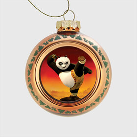Стеклянный ёлочный шар с принтом Кунг фу панда в Кировске, Стекло | Диаметр: 80 мм | Тематика изображения на принте: kung fu | kung fu panda | panda | кунг фу | кунг фу панда | кунгфу | панда. кунг фу | по