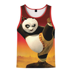 Мужская майка 3D с принтом Кунг фу панда в Кировске, 100% полиэстер | круглая горловина, приталенный силуэт, длина до линии бедра. Пройма и горловина окантованы тонкой бейкой | Тематика изображения на принте: kung fu | kung fu panda | panda | кунг фу | кунг фу панда | кунгфу | панда. кунг фу | по