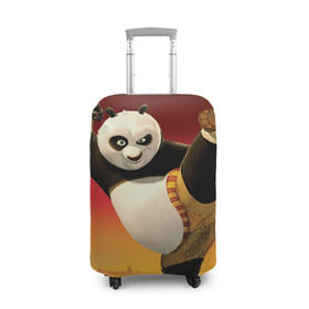 Чехол для чемодана 3D с принтом Кунг фу панда в Кировске, 86% полиэфир, 14% спандекс | двустороннее нанесение принта, прорези для ручек и колес | kung fu | kung fu panda | panda | кунг фу | кунг фу панда | кунгфу | панда. кунг фу | по
