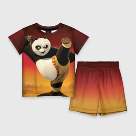 Детский костюм с шортами 3D с принтом Кунг фу панда в Кировске,  |  | Тематика изображения на принте: kung fu | kung fu panda | panda | кунг фу | кунг фу панда | кунгфу | панда. кунг фу | по