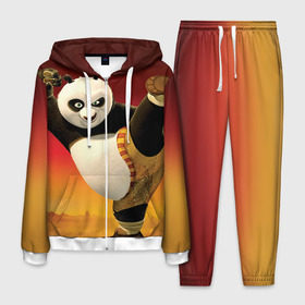 Мужской костюм 3D с принтом Кунг фу панда в Кировске, 100% полиэстер | Манжеты и пояс оформлены тканевой резинкой, двухслойный капюшон со шнурком для регулировки, карманы спереди | Тематика изображения на принте: kung fu | kung fu panda | panda | кунг фу | кунг фу панда | кунгфу | панда. кунг фу | по