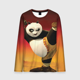 Мужской лонгслив 3D с принтом Кунг фу панда в Кировске, 100% полиэстер | длинные рукава, круглый вырез горловины, полуприлегающий силуэт | Тематика изображения на принте: kung fu | kung fu panda | panda | кунг фу | кунг фу панда | кунгфу | панда. кунг фу | по