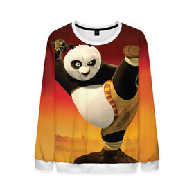 Мужской свитшот 3D с принтом Кунг фу панда в Кировске, 100% полиэстер с мягким внутренним слоем | круглый вырез горловины, мягкая резинка на манжетах и поясе, свободная посадка по фигуре | Тематика изображения на принте: kung fu | kung fu panda | panda | кунг фу | кунг фу панда | кунгфу | панда. кунг фу | по