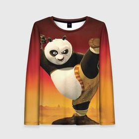 Женский лонгслив 3D с принтом Кунг фу панда в Кировске, 100% полиэстер | длинные рукава, круглый вырез горловины, полуприлегающий силуэт | kung fu | kung fu panda | panda | кунг фу | кунг фу панда | кунгфу | панда. кунг фу | по