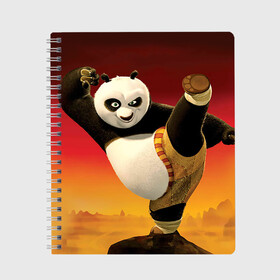 Тетрадь с принтом Кунг фу панда в Кировске, 100% бумага | 48 листов, плотность листов — 60 г/м2, плотность картонной обложки — 250 г/м2. Листы скреплены сбоку удобной пружинной спиралью. Уголки страниц и обложки скругленные. Цвет линий — светло-серый
 | kung fu | kung fu panda | panda | кунг фу | кунг фу панда | кунгфу | панда. кунг фу | по