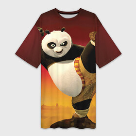 Платье-футболка 3D с принтом Кунг фу панда в Кировске,  |  | Тематика изображения на принте: kung fu | kung fu panda | panda | кунг фу | кунг фу панда | кунгфу | панда. кунг фу | по