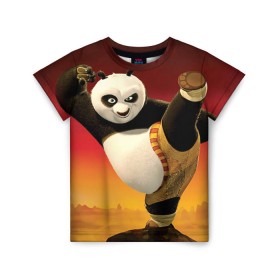 Детская футболка 3D с принтом Кунг фу панда в Кировске, 100% гипоаллергенный полиэфир | прямой крой, круглый вырез горловины, длина до линии бедер, чуть спущенное плечо, ткань немного тянется | Тематика изображения на принте: kung fu | kung fu panda | panda | кунг фу | кунг фу панда | кунгфу | панда. кунг фу | по