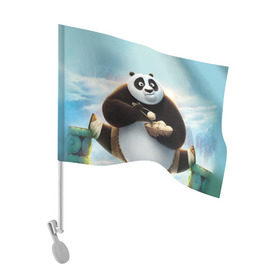Флаг для автомобиля с принтом Кунг фу панда в Кировске, 100% полиэстер | Размер: 30*21 см | панда