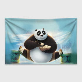 Флаг-баннер с принтом Кунг фу панда в Кировске, 100% полиэстер | размер 67 х 109 см, плотность ткани — 95 г/м2; по краям флага есть четыре люверса для крепления | панда