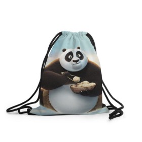Рюкзак-мешок 3D с принтом Кунг фу панда в Кировске, 100% полиэстер | плотность ткани — 200 г/м2, размер — 35 х 45 см; лямки — толстые шнурки, застежка на шнуровке, без карманов и подкладки | панда