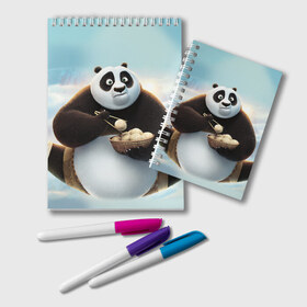 Блокнот с принтом Кунг фу панда в Кировске, 100% бумага | 48 листов, плотность листов — 60 г/м2, плотность картонной обложки — 250 г/м2. Листы скреплены удобной пружинной спиралью. Цвет линий — светло-серый
 | Тематика изображения на принте: панда