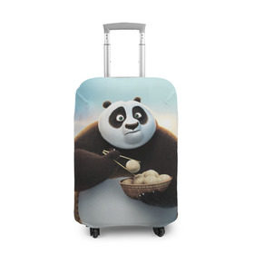 Чехол для чемодана 3D с принтом Кунг фу панда в Кировске, 86% полиэфир, 14% спандекс | двустороннее нанесение принта, прорези для ручек и колес | панда
