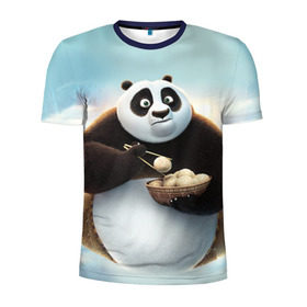 Мужская футболка 3D спортивная с принтом Кунг фу панда в Кировске, 100% полиэстер с улучшенными характеристиками | приталенный силуэт, круглая горловина, широкие плечи, сужается к линии бедра | Тематика изображения на принте: панда
