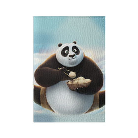 Обложка для паспорта матовая кожа с принтом Кунг фу панда в Кировске, натуральная матовая кожа | размер 19,3 х 13,7 см; прозрачные пластиковые крепления | Тематика изображения на принте: панда