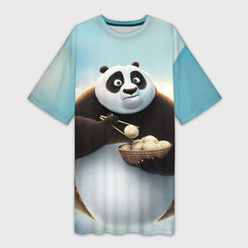 Платье-футболка 3D с принтом Кунг фу панда в Кировске,  |  | Тематика изображения на принте: панда