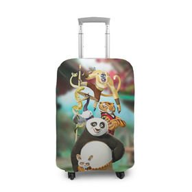 Чехол для чемодана 3D с принтом Кунг фу панда в Кировске, 86% полиэфир, 14% спандекс | двустороннее нанесение принта, прорези для ручек и колес | kung fu | kung fu panda | panda | кунг фу | кунг фу панда | кунгфу | панда. кунг фу | по