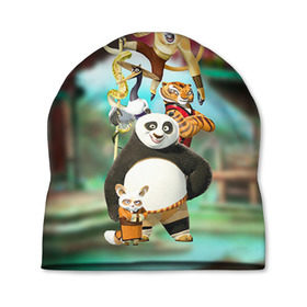 Шапка 3D с принтом Кунг фу панда в Кировске, 100% полиэстер | универсальный размер, печать по всей поверхности изделия | kung fu | kung fu panda | panda | кунг фу | кунг фу панда | кунгфу | панда. кунг фу | по