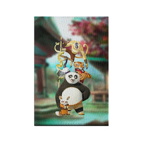 Обложка для паспорта матовая кожа с принтом Кунг фу панда в Кировске, натуральная матовая кожа | размер 19,3 х 13,7 см; прозрачные пластиковые крепления | kung fu | kung fu panda | panda | кунг фу | кунг фу панда | кунгфу | панда. кунг фу | по