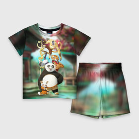 Детский костюм с шортами 3D с принтом Кунг фу панда в Кировске,  |  | kung fu | kung fu panda | panda | кунг фу | кунг фу панда | кунгфу | панда. кунг фу | по