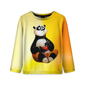 Детский лонгслив 3D с принтом Кунг фу панда в Кировске, 100% полиэстер | длинные рукава, круглый вырез горловины, полуприлегающий силуэт
 | kung fu | kung fu panda | panda | кунг фу | кунг фу панда | кунгфу | панда. кунг фу | по