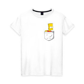Женская футболка хлопок с принтом Карманный Барт в Кировске, 100% хлопок | прямой крой, круглый вырез горловины, длина до линии бедер, слегка спущенное плечо | карманный барт pocket bart simpson homer симп