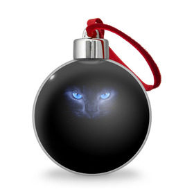 Ёлочный шар с принтом Кошка с голубыми глазами в Кировске, Пластик | Диаметр: 77 мм | Тематика изображения на принте: глаза | кот | синий