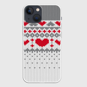 Чехол для iPhone 13 mini с принтом Сердечки в Кировске,  |  | вязанье | любовь | свитр | сердечки
