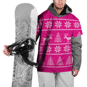 Накидка на куртку 3D с принтом Олени в горах в Кировске, 100% полиэстер |  | горы | ели | зима | новый год | олени | снег | снежинки