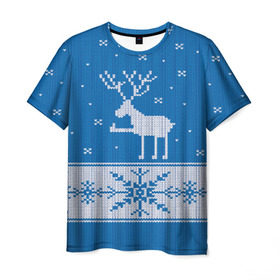 Мужская футболка 3D с принтом Олень - класс в Кировске, 100% полиэфир | прямой крой, круглый вырез горловины, длина до линии бедер | зима | новый год | олень | снег | снежинки